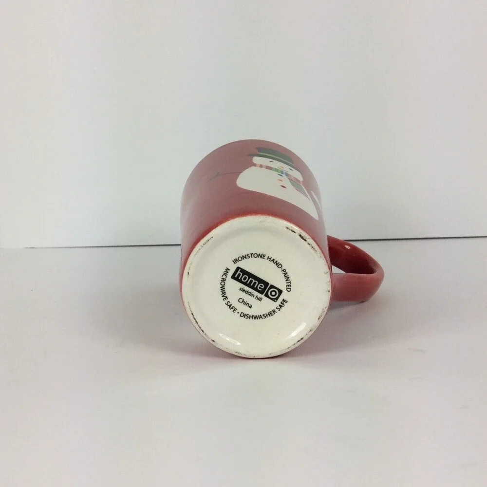 Target Home Sleddin Hill Snowman 18oz Red Latte Coffee Mug Cup Christmas Winter